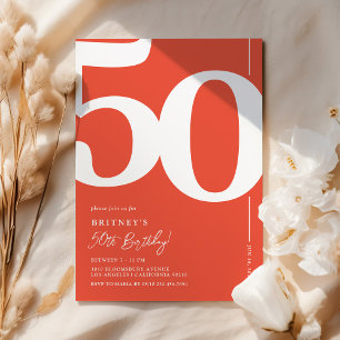 Orange Red Fifty 50-årsfest Inbjudningar