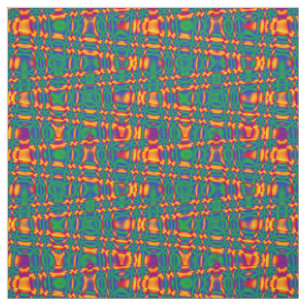 Orange Red Flame Grönt Blue Zigzag Mönster Fabric Tyg