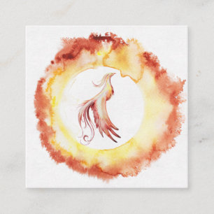 *~* Orange Red Flame Phoenix Ringar of Fire White Fyrkantigt Visitkort
