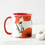 Orange Red Floral Poppy Watercolor Flowers Gift Mugg<br><div class="desc">Printed with pretty and colorful artistic image of watercolor poppy flowers in solid white background.</div>