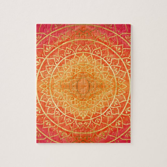 Orange Red Guld Mandala Pussel (Vertikal)