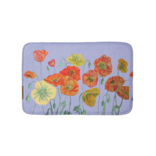 Orange Red Gult Poppies blommigt Blath Mat Badrumsmatta
