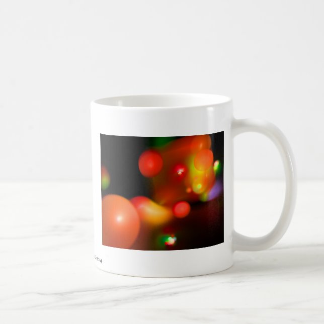 ORANGE RED GULT QUANTUM BUBBLES-Abstrakt Kaffemugg (Höger)