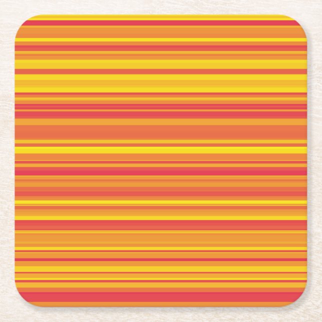 Orange Red Gult Rand Underlägg Papper Kvadrat (Framsidan)