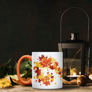 Orange-Red höst löv-kaffe Mugg
