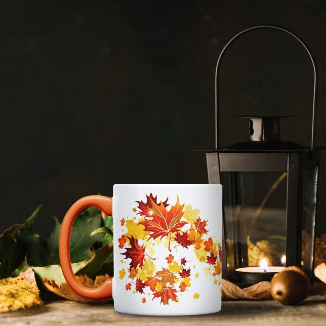 Orange-Red höst löv-kaffe Mugg (Skapare uppladdad)