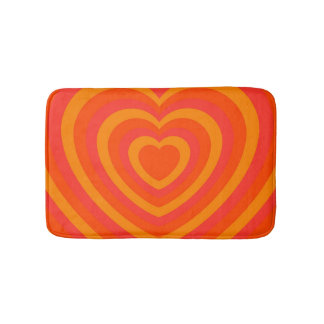 Orange Red Hypnotic Heart Kärlek Mönster Badrumsmatta