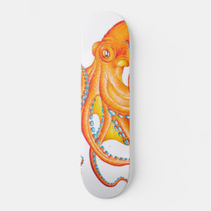 Orange Red Kraken Octopus Bläck Art Dance Mini Skateboard Bräda 18,5 Cm