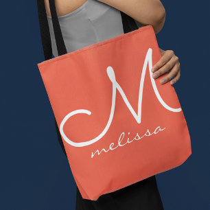 Orange Red Larte Bag med hennes Namn Tygkasse