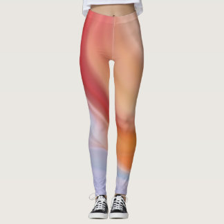 Orange Red lila grönt fluid art leggings