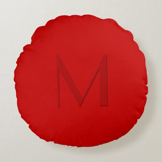 Orange Red Monogrammed Rund Kudde (Framsidan)