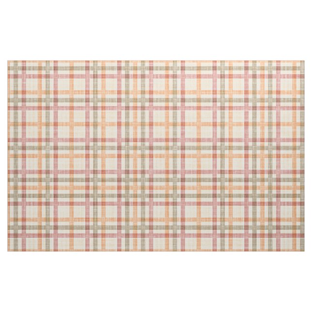 Orange Red Oliv grönt Tartan Squares Mönster Tyg (Fat Quarter)