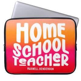 Orange Red Ombre Homeschool Teacher Text Design Laptop Fodral