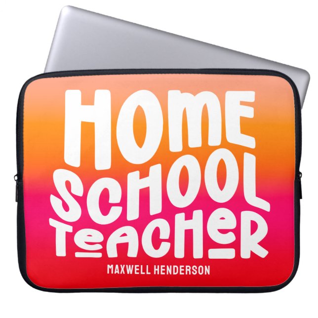 Orange Red Ombre Homeschool Teacher Text Design Laptop Fodral (Framsidan)