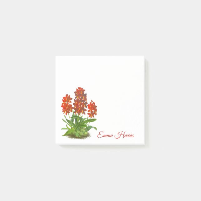 Orange Red Orchid Flower Post-it Notes (Framsida)