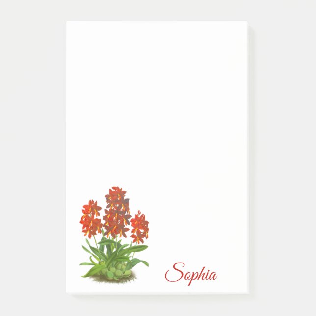 Orange Red Orchid Flower Post-it Notes Block (Framsida)