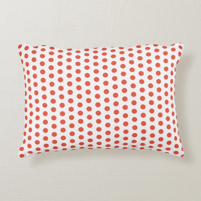Orange Red Polka dots White Anpassningsbar Färg Gi Prydnadskudde (Framsidan)