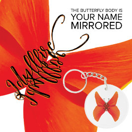 Orange Red Poppy Butterfly med ditt namn