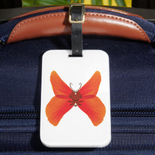 Orange Red Poppy Butterfly med ditt namn Bagagebricka