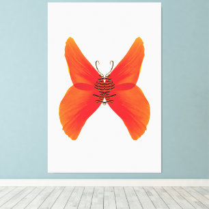 Orange Red Poppy Butterfly med ditt namn Canvastryck