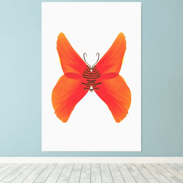 Orange Red Poppy Butterfly med ditt namn Canvastryck (Insitu (trägolv))