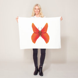 Orange Red Poppy Butterfly med ditt namn Fleecefilt