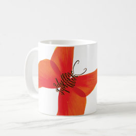 Orange Red Poppy Butterfly med ditt namn Kaffemugg
