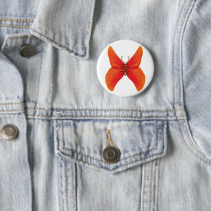 Orange Red Poppy Butterfly med ditt namn Knapp