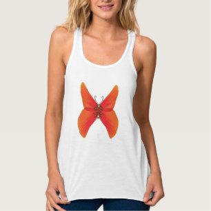 Orange Red Poppy Butterfly med ditt namn Linne Med Racerback