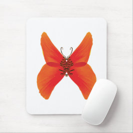 Orange Red Poppy Butterfly med ditt namn Musmatta