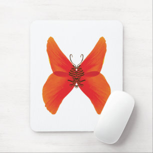 Orange Red Poppy Butterfly med ditt namn Musmatta