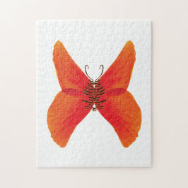 Orange Red Poppy Butterfly med ditt namn Pussel