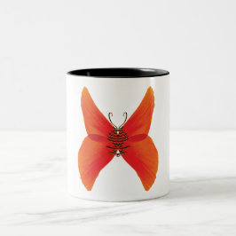 Orange Red Poppy Butterfly med ditt namn Två-Tonad Mugg