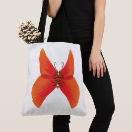 Orange Red Poppy Butterfly med ditt namn Tygkasse