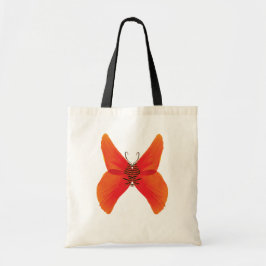 Orange Red Poppy Butterfly med ditt namn Tygkasse