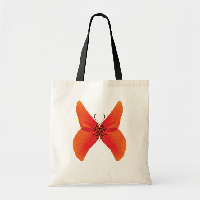 Orange Red Poppy Butterfly med ditt namn Tygkasse (Framsidan)