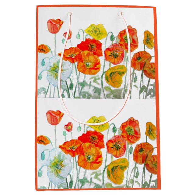 Orange Red Poppy Flower Mönster Watercolor (Framsidan)