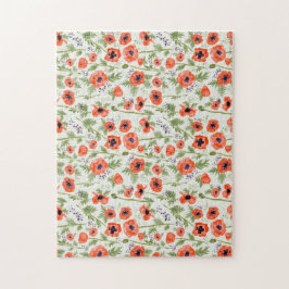 Orange Red Poppy Flowers Watercolor Pussel