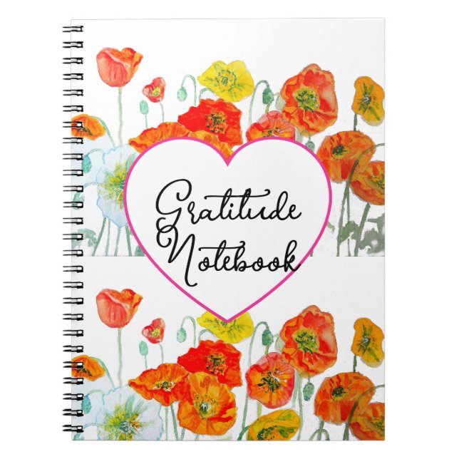 Orange Red Poppy Poppies Flower Floral Gratitude Anteckningsbok (Framsidan)