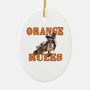 Orange regler julgransprydnad keramik