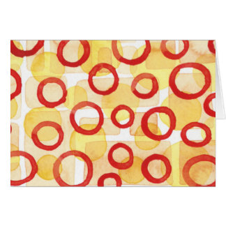 Orange rektanglar med röd akvarell cirklar OBS kort