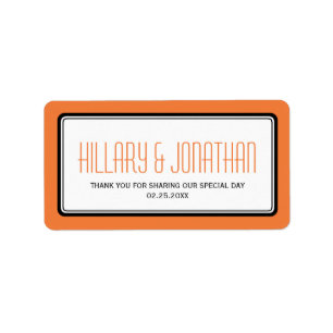 Orange, rektangulära ram-favoritetiketter adressetikett