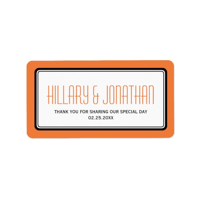 Orange, rektangulära ram-favoritetiketter adressetikett (Framsidan)