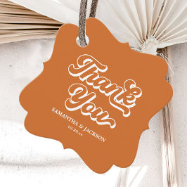 Orange Retro 70-tal Boho Tack för Vigseln Gåvor Etiketter