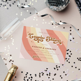 Orange Retro 70s Par Shower Inbjudningar