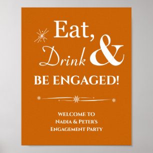 Orange Retro Ät Drick Var Engagerad Förlovning Poster