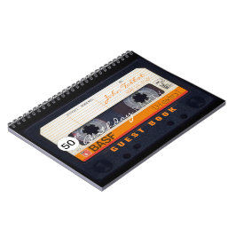 Orange Retro Audiotape 50-årsdag GuestBook NB Anteckningsbok Med Spiral