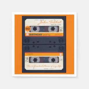 Orange Retro Audiotape 50:e födelsedagsfesten PPN Pappersservett