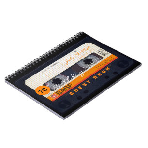 Orange Retro Audiotape 70-årsdag gäst Bok Anteckningsbok Med Spiral