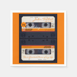Orange Retro Audiotape 70:e födelsedagsfesten PPN Pappersservett
